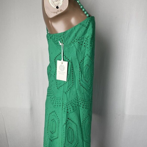 Hyacinth House Women’s Eyelet Beaded-Strap Ibiza Mini Dress Green Size XS - Picture 6 of 9
